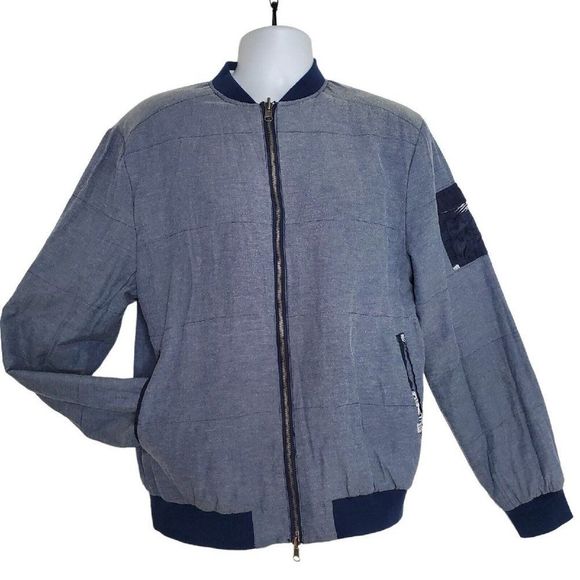 Sovereign Code Satin Nylon Full Zip Bomber Windbreaker Jacket Mens Large - Picture 1 of 16